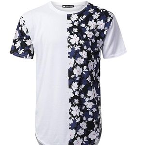 Mens Hipster Hip Hop Floral Graphic T-Shirt